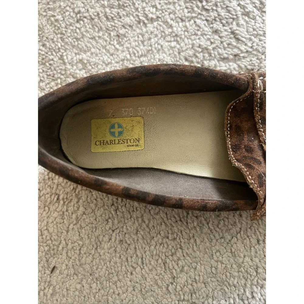 Charleston Shoe Co Tradd‎ Leopard Nubuck Leather Moc Penny Loafer Shoe Womens 7